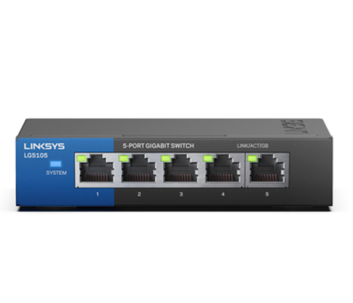 Linksys LGS105 5-Port Business Desktop Gigabit Switch - Black - Zoom Image 4