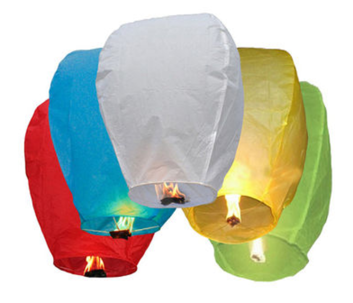 6 Pieces Paper Sky Lantern Set - Multicolour - Zoom Image 1