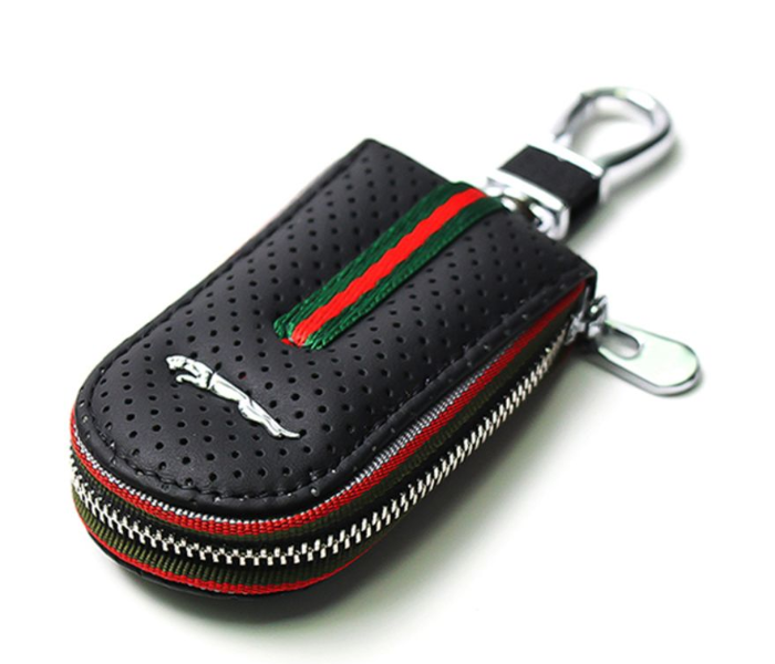 Carabiner Hook Keychain with Fob Case for Jaguar - Black and Silver - Zoom Image