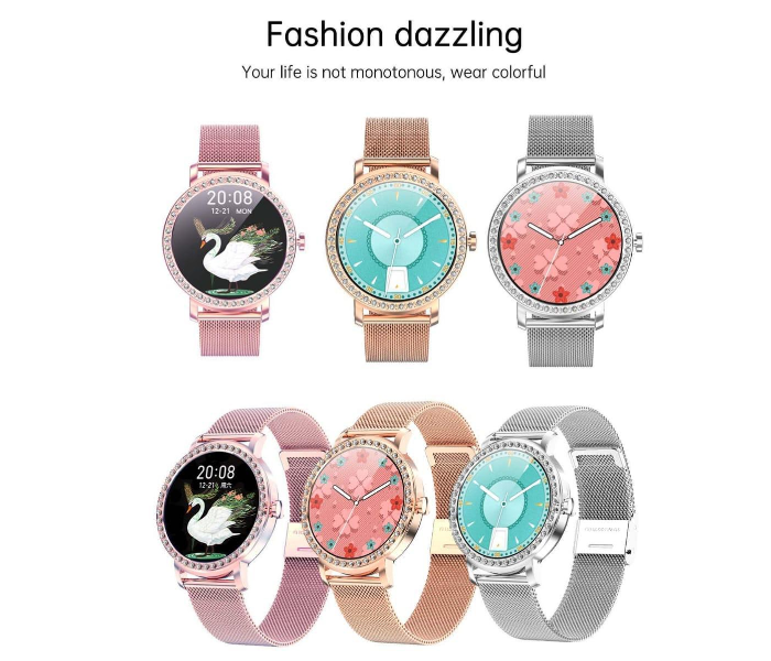 Metal Strap Stylish 1.28Inch Heart Rate Monitor 180mAh IP67 Waterproof Android and IOS 42mm Ladies Smart Watch - Rose Gold - Zoom Image 5