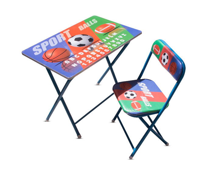 Leostar 3678 Kids Folding Sports Study Table and Chair Set - Red and Blue - Zoom Image 1