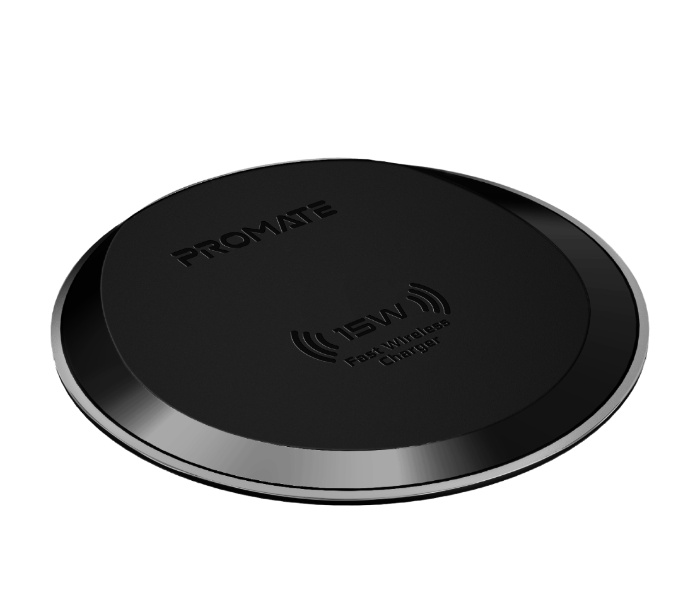 Promate AURAPAD-15W Premium Ultra Slim 15W Fast Wireless Charging Pad with Anti Slip Surface - Black - Zoom Image 1