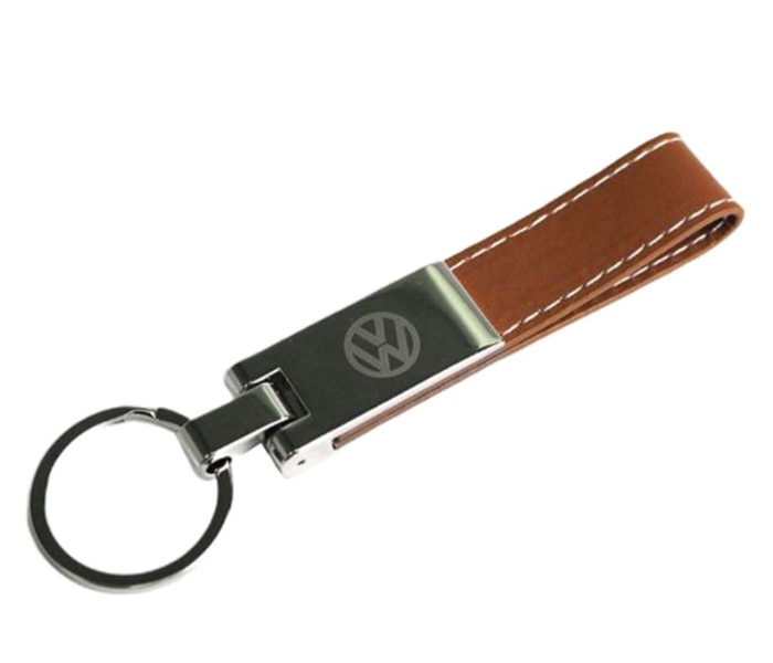 Carabiner Lock Auto Car Long Keychain for Volkswagen - Brown and Silver - Zoom Image