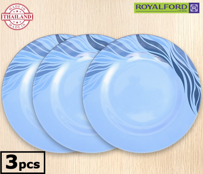 Royalford RF8139 3Pcs 8-inch Melamine Dinner Plate - Blue - Zoom Image