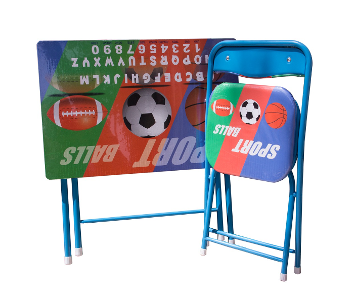 Leostar 3678 Kids Folding Sports Study Table and Chair Set - Red and Blue - Zoom Image 2