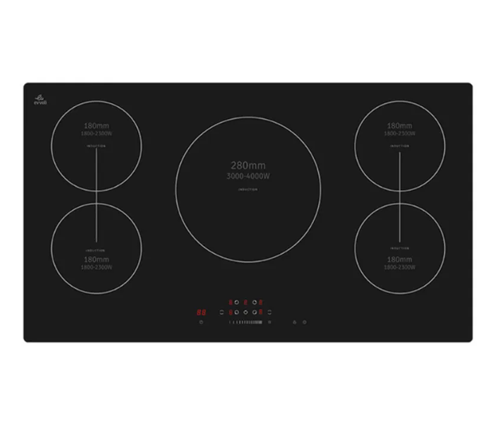 Evvoli EVBI-IH905B Bulit-In Induction Hob 5 Burners Soft Touch Control With 9 Stage Power Setting And Saftey Switch - Black - Zoom Image 1