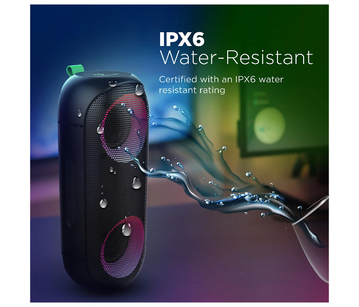 Vertux RUMBA IPX6 Bass Boosted Water Resistant Led Speaker With 7 Led Effects Black - Black - Zoom Image 4