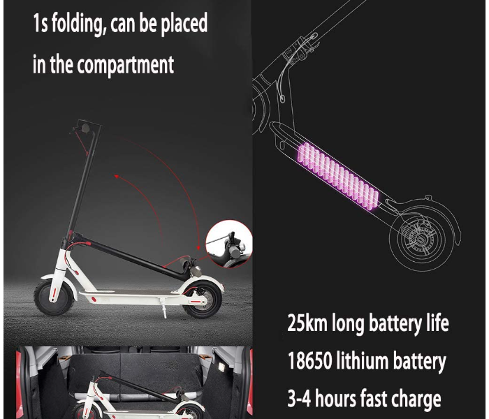 Electric Scooter Adults,Powerful Motors,8.5" Tires,25km Long Range, E-Scooter,with LED Light Portable Design,Max Load 120kg Commuting Motorized Scooter Suitable for Teenager - Zoom Image 5