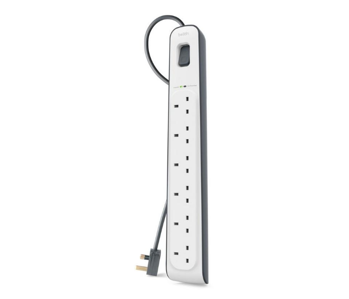 Belkin BL-SRG-6OT-2M-UK 6 Outlet Surge Protection Strip with 2 Meter Power Cord - White - Zoom Image