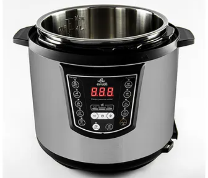 Evvoli EVKA-PC6009B 6Litre 1000W Digital LED Display 9-in-1 Multi-Use Programmable Pressure Cooker - Black and Silver - Zoom Image 3