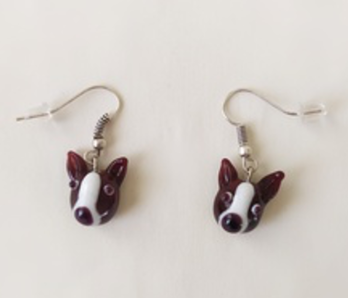 Handmade Glass Art Dog Jewellery Set - Brown and White - Zoom Image 3