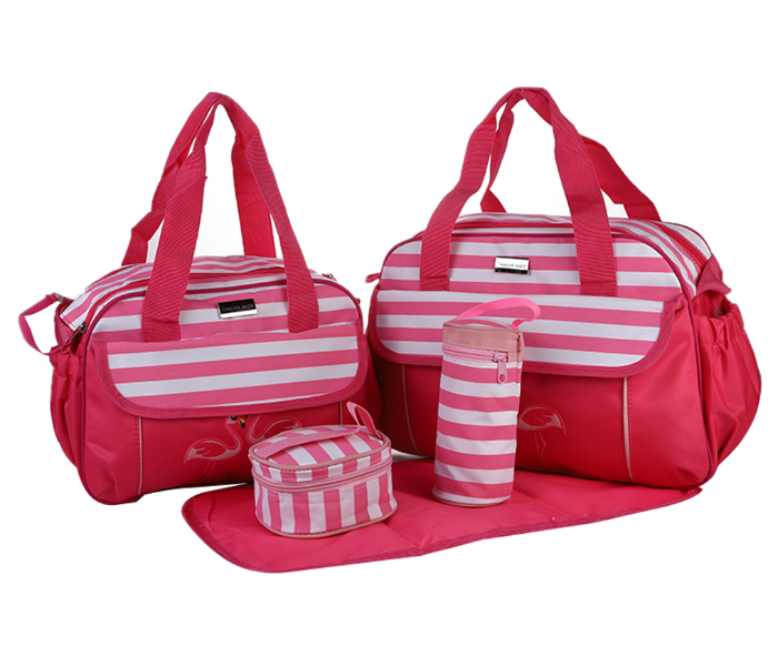 KidLe 1069 Set of 5 Piece Baby Diaper Bag - Red and White - Zoom Image 1