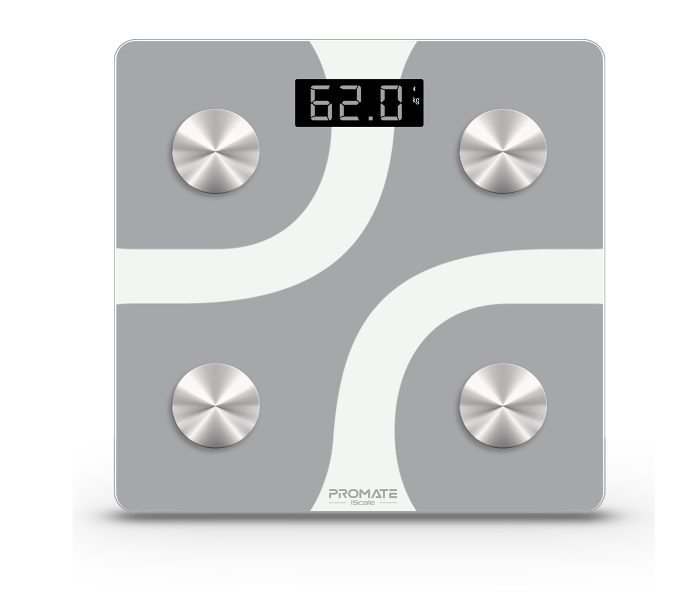 Promate ISCALE Smart Bluetooth Body Fat Bathroom Scale - White - Zoom Image 1