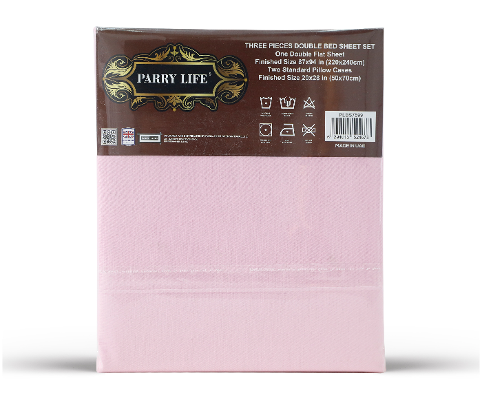 Parry Life PLBS7599P 3 Piece 90GSM Micro Fiber Machine Washable Double Flat Sheet - Pink - Zoom Image 4