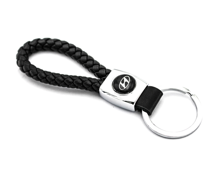 Logo Car Keychain for Hyundai - Black and Silver - Zoom Image