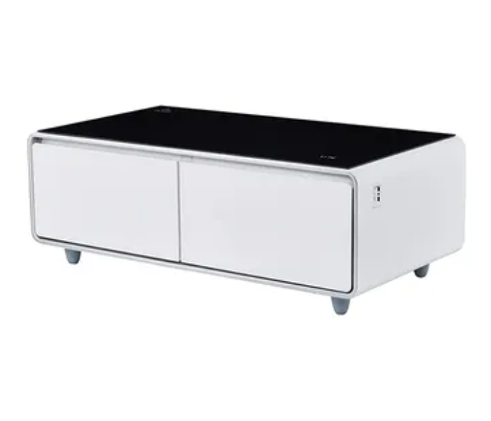 Evvoli EVRFS-130LW Smart Touch Table With Two Refrigerating Doors - Black and White - Zoom Image 2