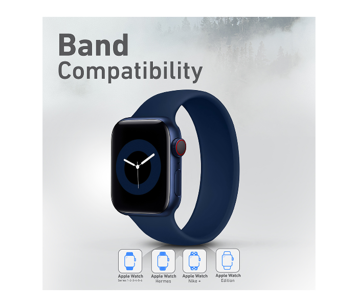 Promate LOOP-40M 38mm or 40mm Medium Solo Loop Strap for Apple Watch - Navy Blue - Zoom Image 3