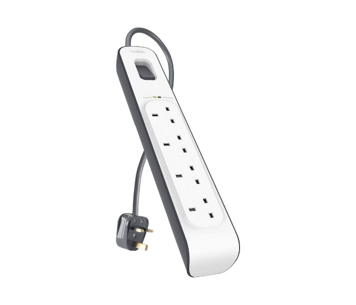 Belkin BL-SRG-4OT-2M-UK 4 Outlet Surge Protection Strip with 2 Meter Power Cord - White - Zoom Image 1