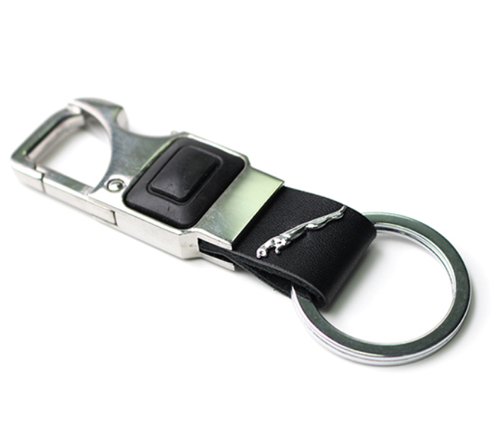 Brand Logo Keychain with Carabiner Hook for Jaguar - Black and Silver - Zoom Image