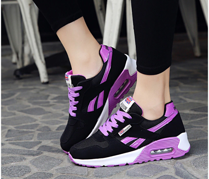 Light Breathable Mesh Flat Casual EU-37 Lace-up Sneakers for Women - Violet - Zoom Image 2