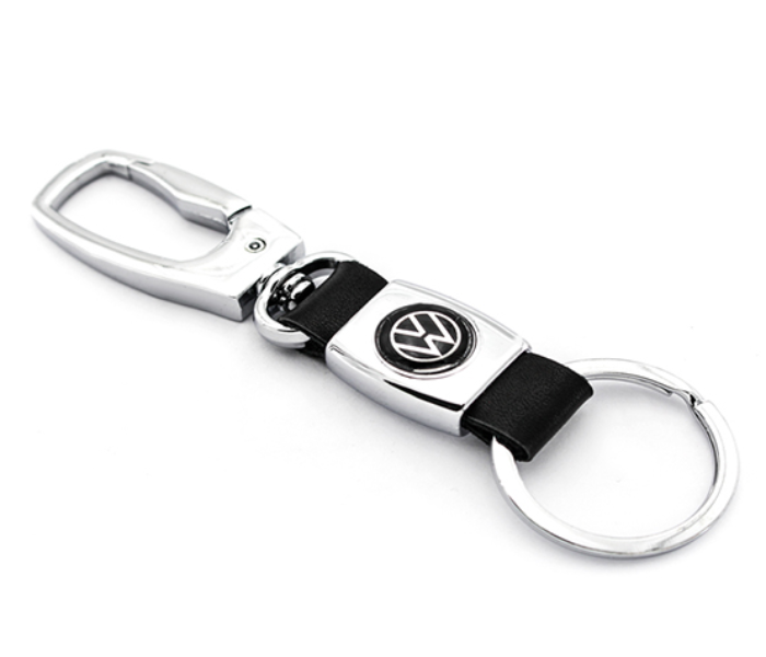 Logo Car Keychain with Carabiner Hook for Volkswagen - Black and Silver - Zoom Image