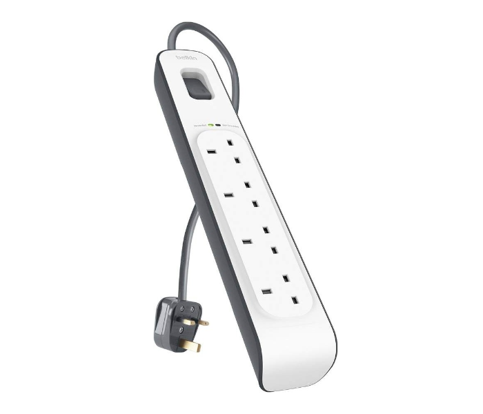 Belkin BL-SRG-4OT-2M-UK 4 Outlet Surge Protection Strip with 2 Meter Power Cord - White - Zoom Image 2