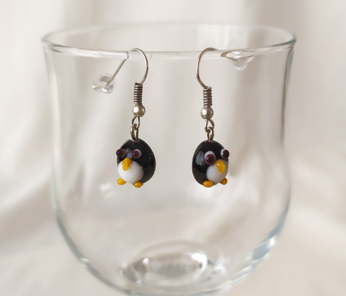 Handmade Glass Art Penguin Jewellery Set - Black - Zoom Image 2