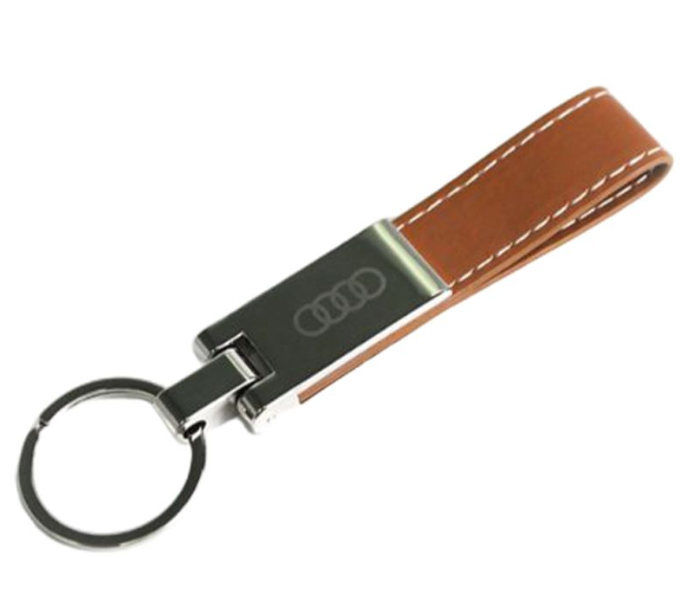 Carabiner Lock Auto Car Long Keychain for Audi - Brown and Silver - Zoom Image