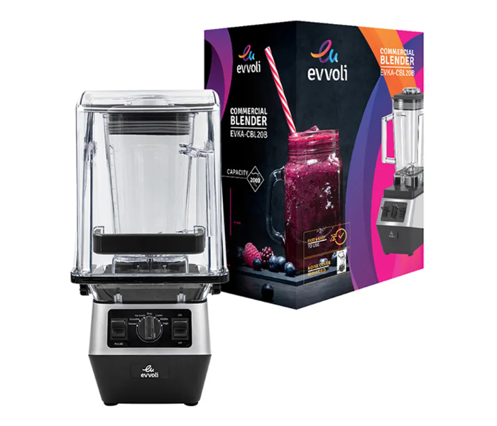 Evvoli EVKA-CBL20B 2200W 2 Liter 3 Speed Control Commercail Blender Ice Crusher - Black and Grey - Zoom Image 2