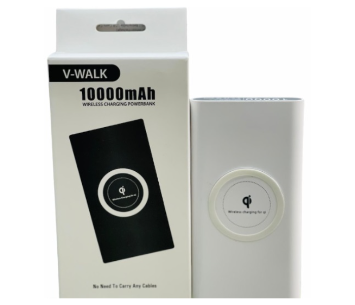 V-walk 10000mAh Wireless Charging Power Bank With USB - White - Zoom Image 6