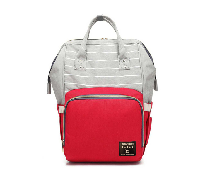 KidLe 8807 Fashion Striped Multifunctional Large Capacity Waterproof Mother Diaper Bag - Red and Grey - Zoom Image