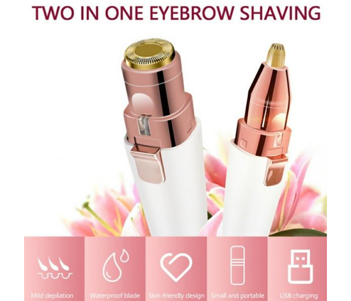 2 in 1 Rechargeable Hair Remover Eyebrow and Painless Lips Nose Body Facial Hair Remover Shaver - White - Zoom Image 2