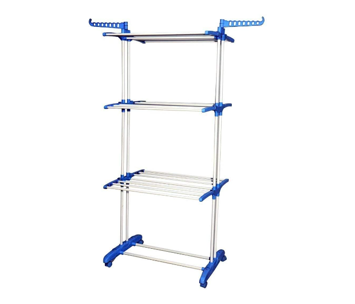 3 Layer Clothes Hanger Rack or Cloth Drying Stand- Blue - Zoom Image 3