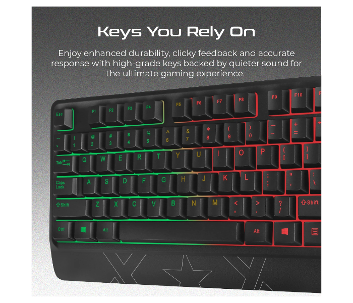 Vertux ORION Orginomic Backlit Wired Keyboard And Mouse - Black - Zoom Image 2