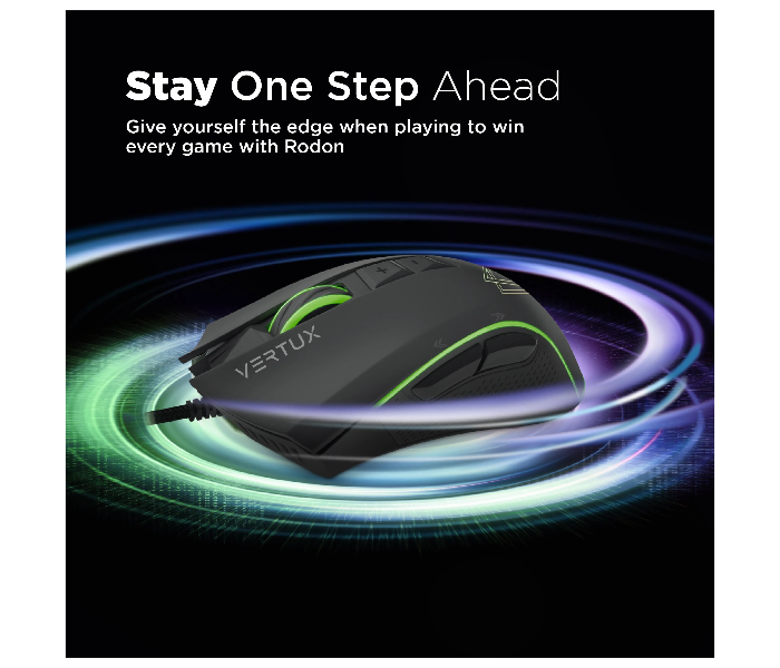 Vertux RODON 12000DPI Ultra-Fluid Wired 7 Button Programmable RGB Gaming Mouse - Black - Zoom Image 2