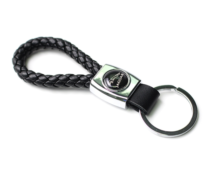 Logo Car Keychain for Jaguar - Black and Silver - Zoom Image