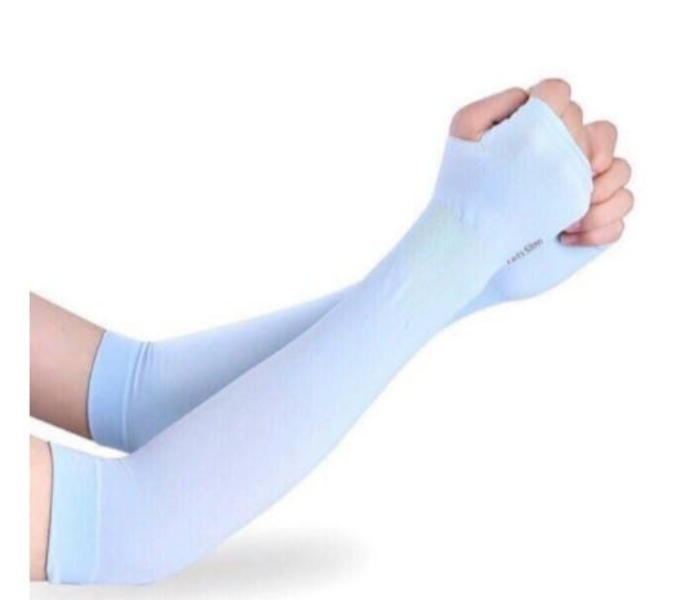 Arm Sleeves 1 Pair UV Protection Cooling Long Arm Cover Fast Dry For Cycling - Light Blue - Zoom Image