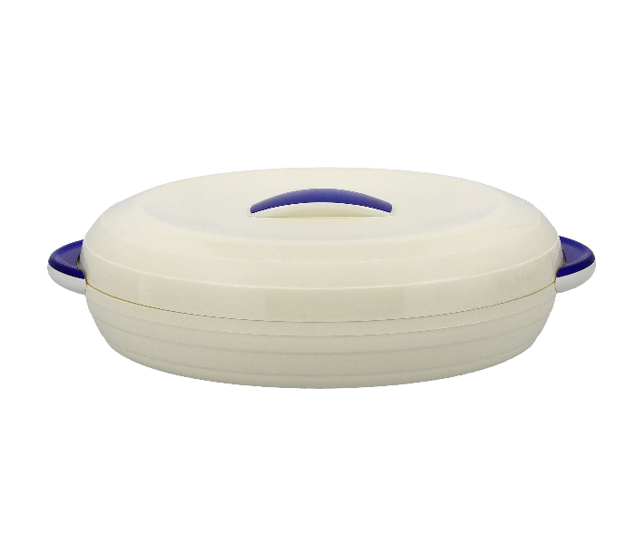 Royalford RF9995 3.2L Zenex Insulated Glass Oval Hotpot – White and Blue - Zoom Image 1