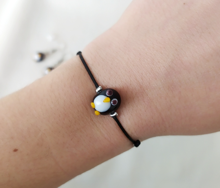 Handmade Glass Art Penguin Jewellery Set - Black - Zoom Image 3