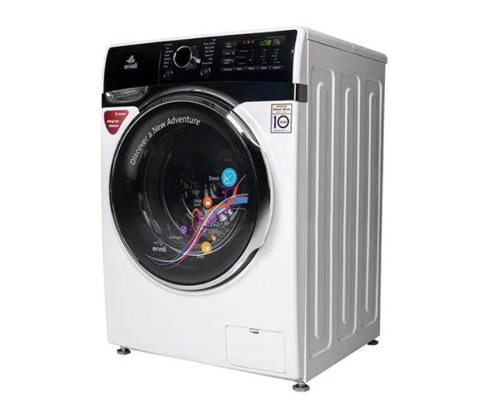 Evvoli EVWM-FDDH-914W 9 KG 1400 PRM Direct Drive Motor Washing Machine – White and Black - Zoom Image 2