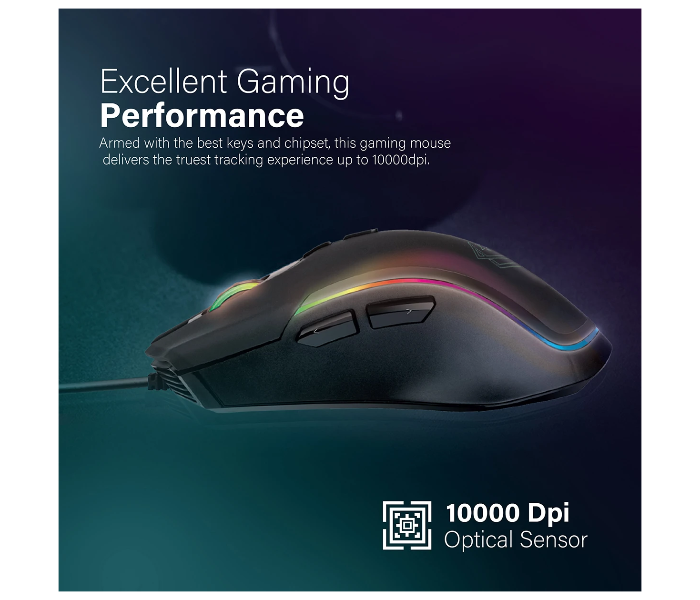 Vertux ASSAULTER 10000DPI Highly Sensitive 7 Button Programmable RGB Wired Gaming Mouse - Black - Zoom Image 4