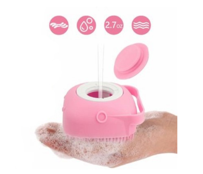 Silicon Bath Brush with Shampoo Dispenser- Pink - Zoom Image