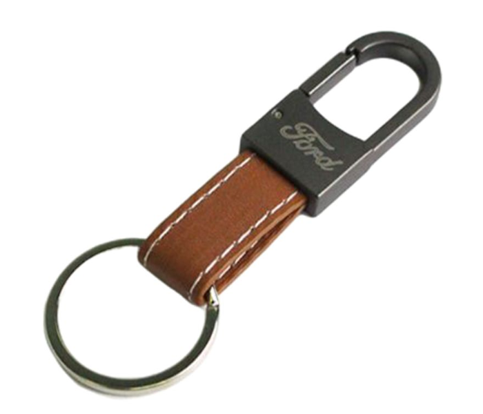 Carabiner Lock Auto Car Keychain for Ford - Brown and Black - Zoom Image