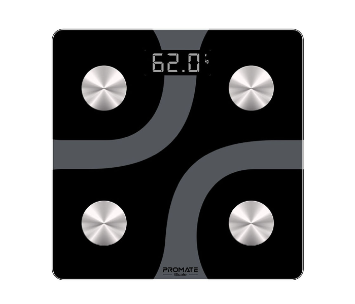 Promate ISCALE Smart Bluetooth Body Fat Bathroom Scale - Black - Zoom Image 1