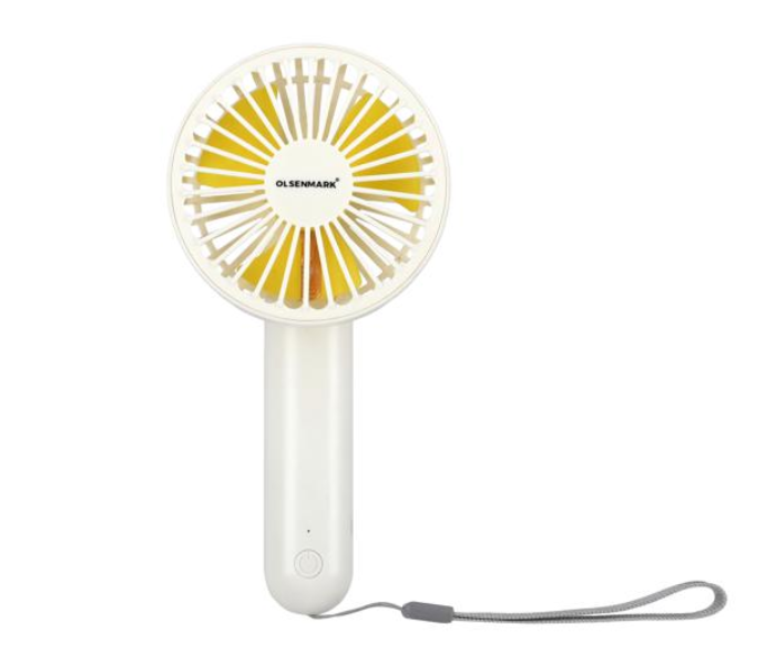 Olsenmark OMF1801 Reachargble Mini Personal Portable Fan with 3 Speed Options - White and Yellow - Zoom Image 1