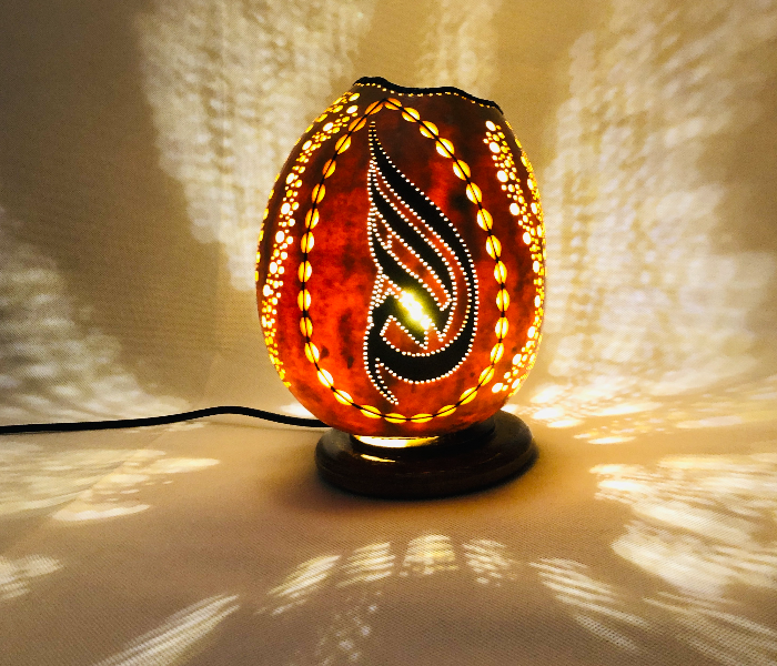 Handmade Gourd Art Night Lamp Allah - Wood - Zoom Image 1