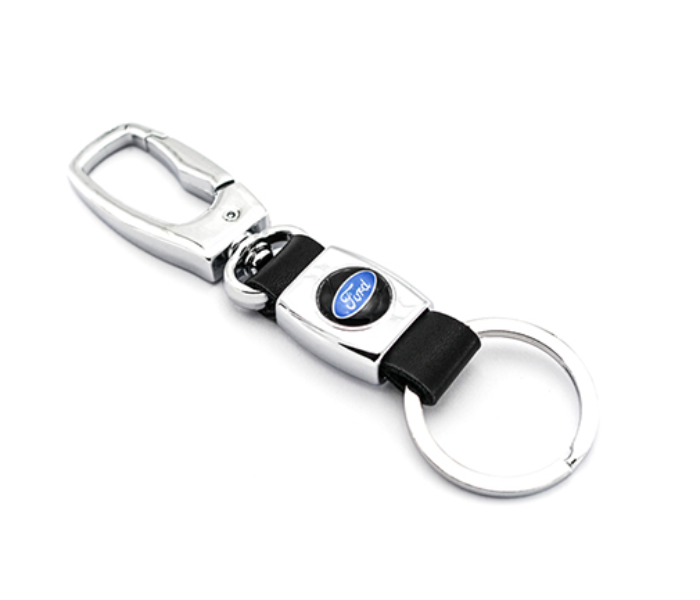 Logo Car Keychain with Carabiner Hook for Ford - Black and Silver - Zoom Image