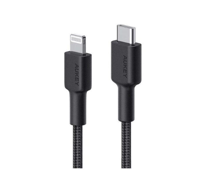 Aukey CL12B Braided Nylon USB-C to Lightning Cable 18cm - Black - Zoom Image 2