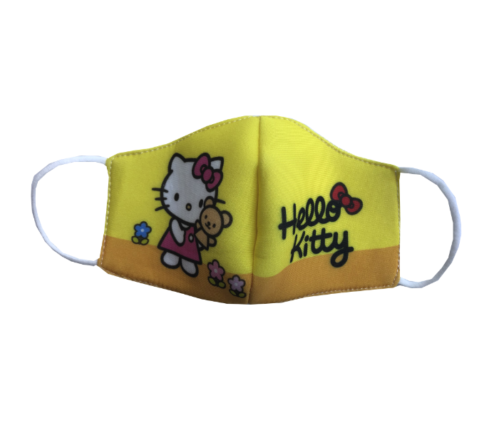 Zap Hello Kitty Yellow Printed Reusable and Washable Mask for Kids - Zoom Image