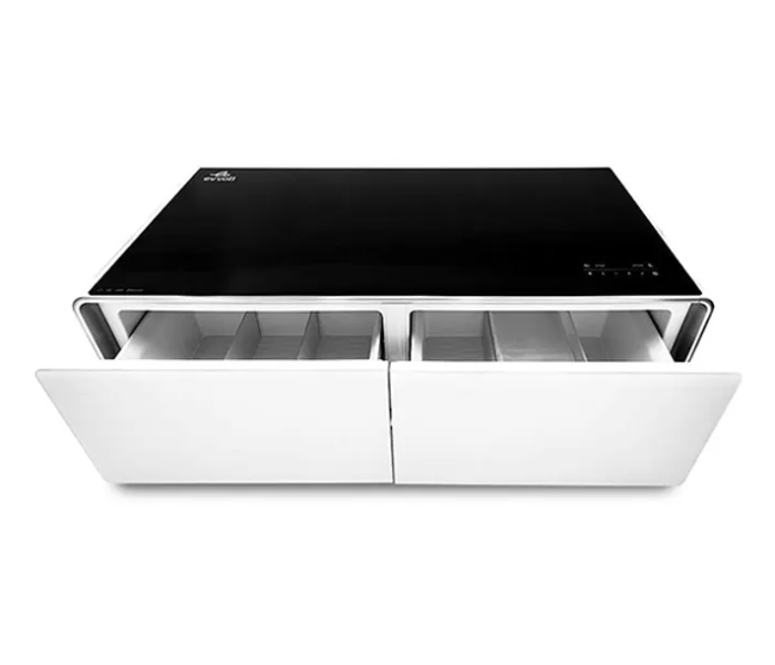 Evvoli EVRFS-130LW Smart Touch Table With Two Refrigerating Doors - Black and White - Zoom Image 1